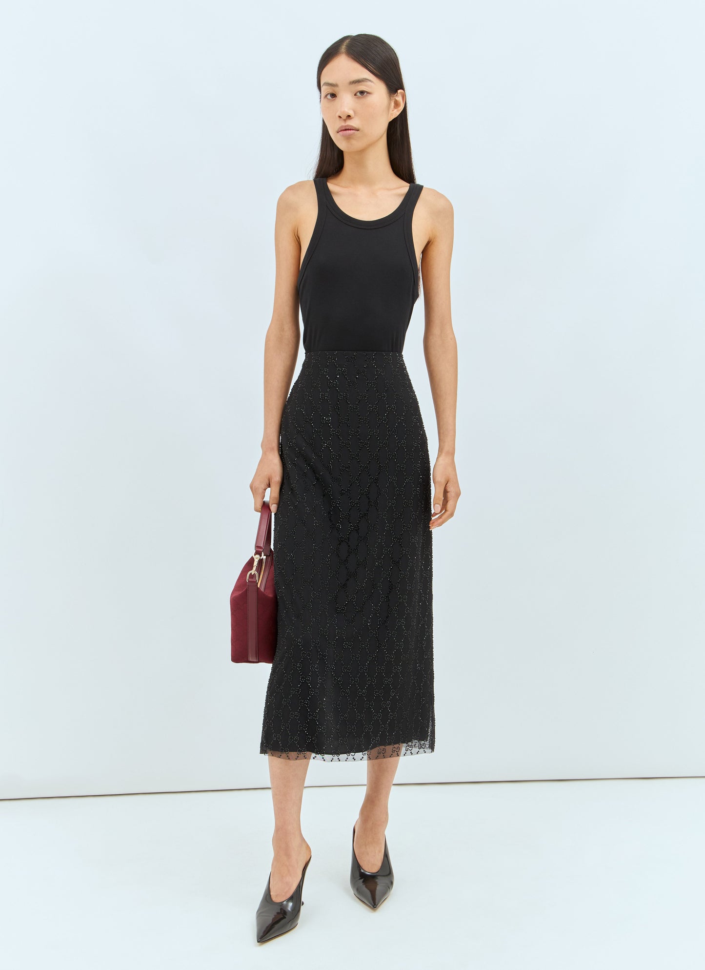 Gucci Women Tulle Midi Skirt