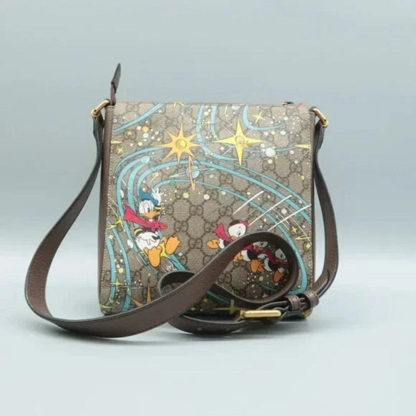 GUCCI Donald Duck Disney x Gucci Brown GG Supreme Canvas Shoulder Bag