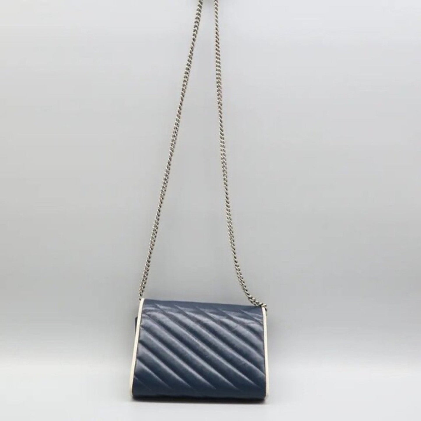 GUCCI GG Marmont Chain Wallet Blue Leather Shoulder Bag