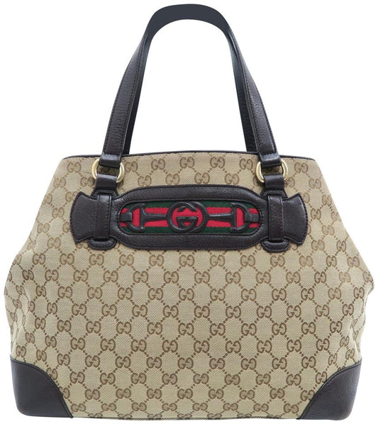 G*G Gg Supreme Brown Canvas Tote