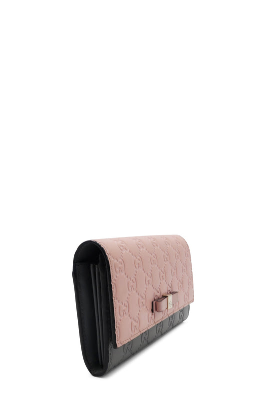 Guccisima Bow Continental Wallet Pink Grey