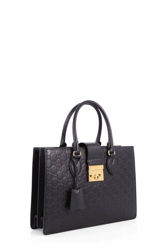 Guccissima Padlock Convertible Tote Black