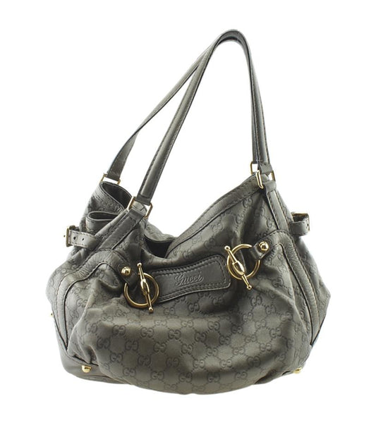 G*G Horsebit Jockey G*Gssima Grey Leather Tote