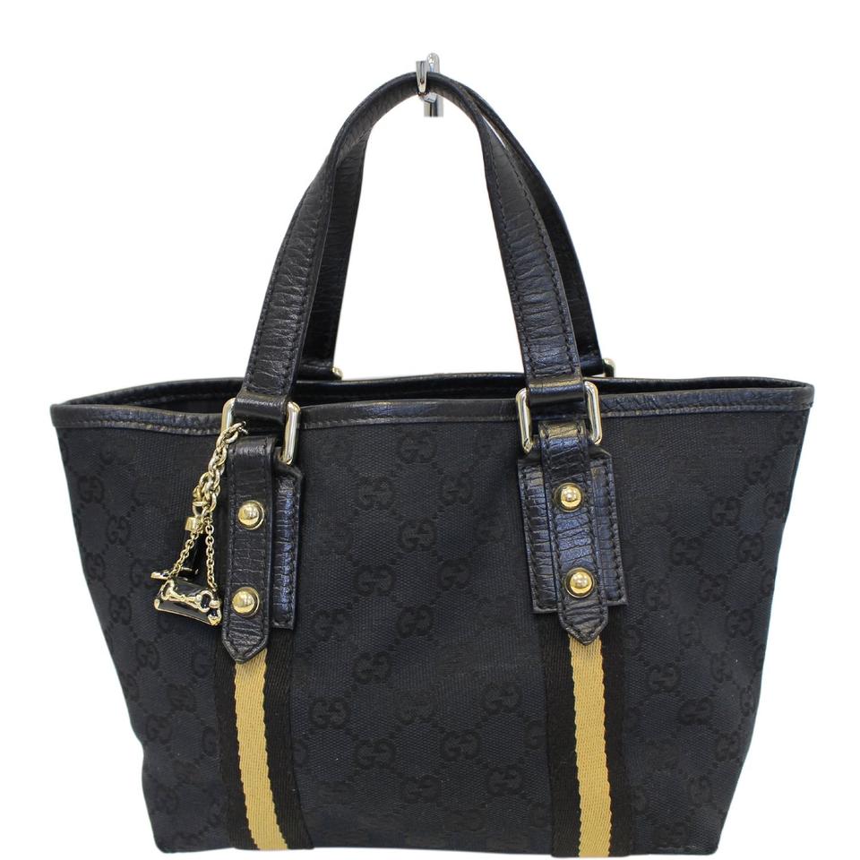 G*G Jolie Jolicoeur Tote Gg Canvas Yellow Stripe Small Black Shoulder Bag
