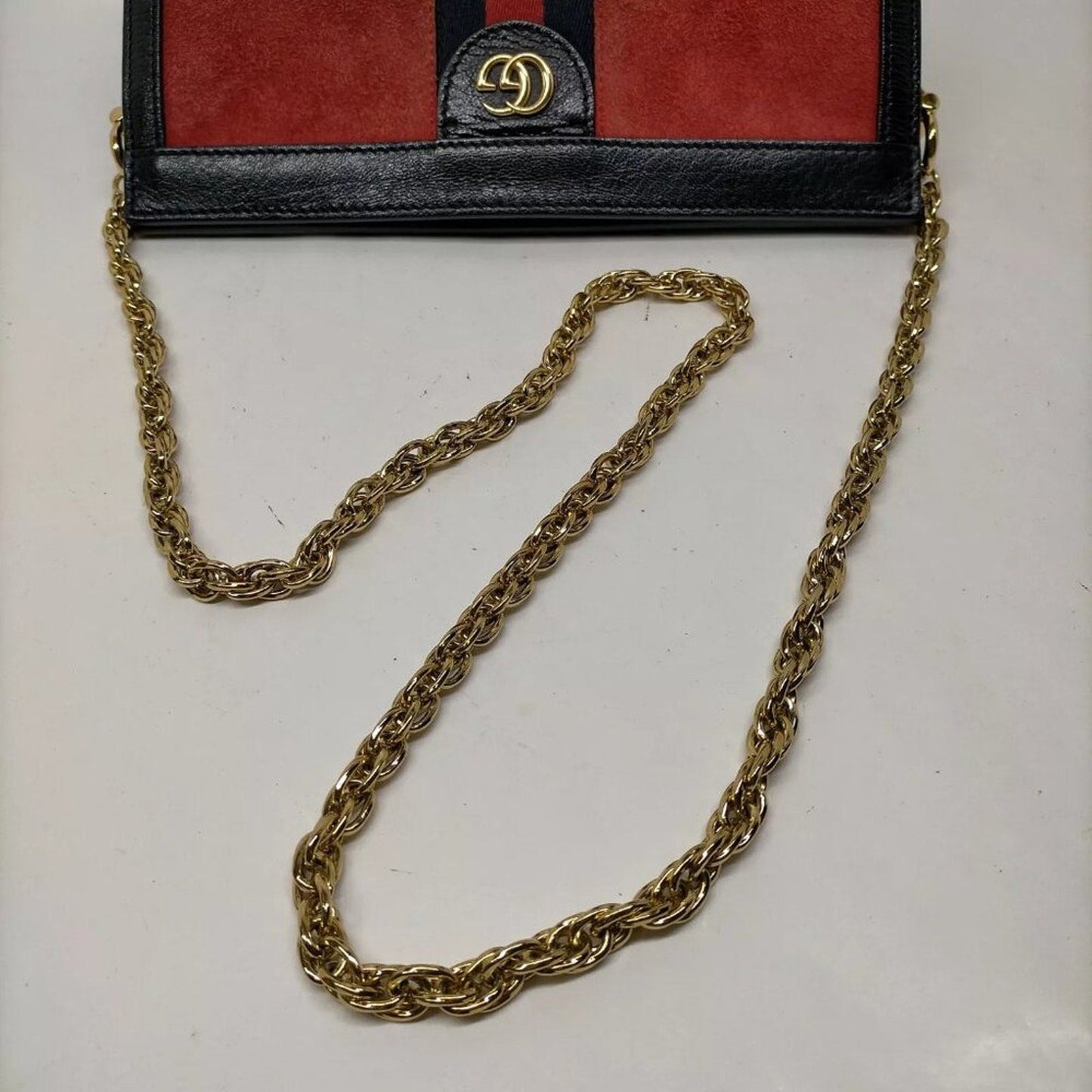 Gucci Sherry Line Red Suede Leather Shoulder Bag