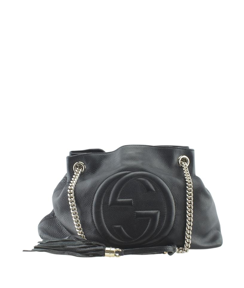G*G Soho 308982 Medium Chain Black Leather Tote