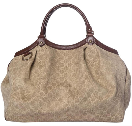 G*G Sukey Large Tan Gg Canvas Tote