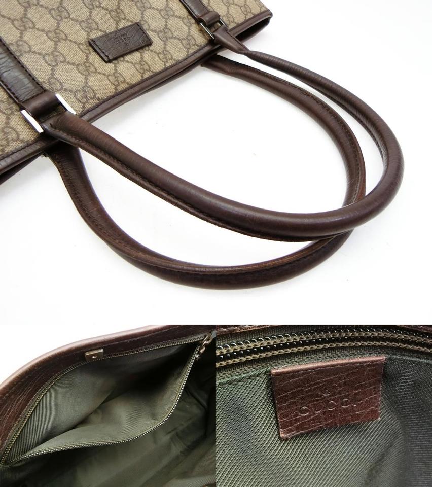 G*G Gg Monogram Brown Coated Canvas Tote