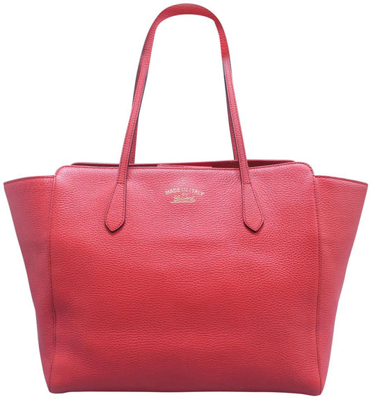G*G Swing Medium Shoulder Orange Red Calfskin Leather Tote