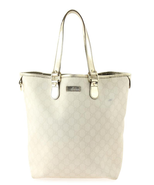 G*G Vertical Gg Off White Coated Canvas Tote