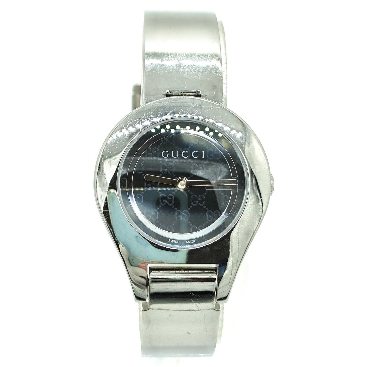 Gucci Watch 6700L  Black X Silver Bangle Watch