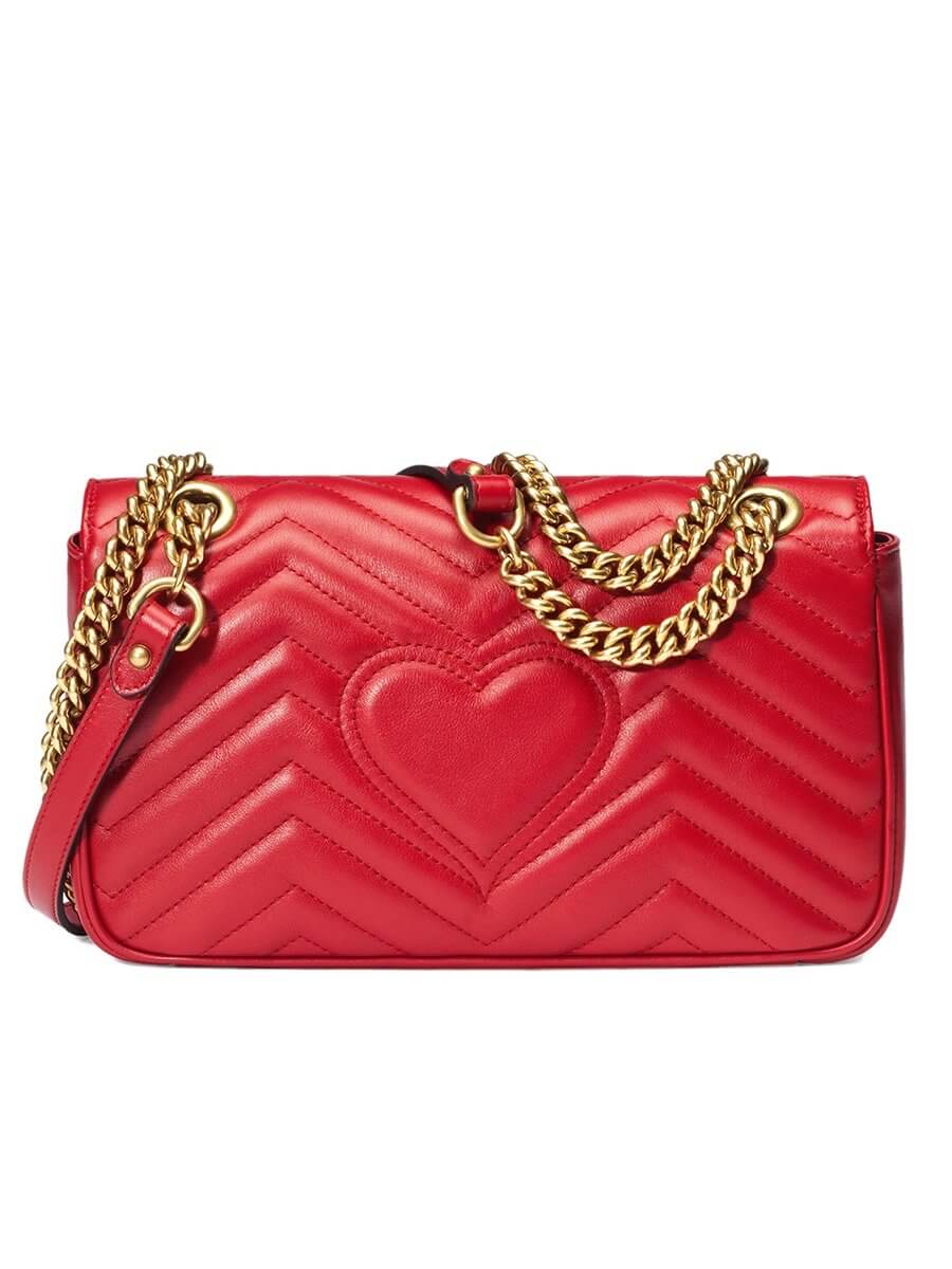 GG Marmont Small Matelasse Red Leather Shoulder Bag