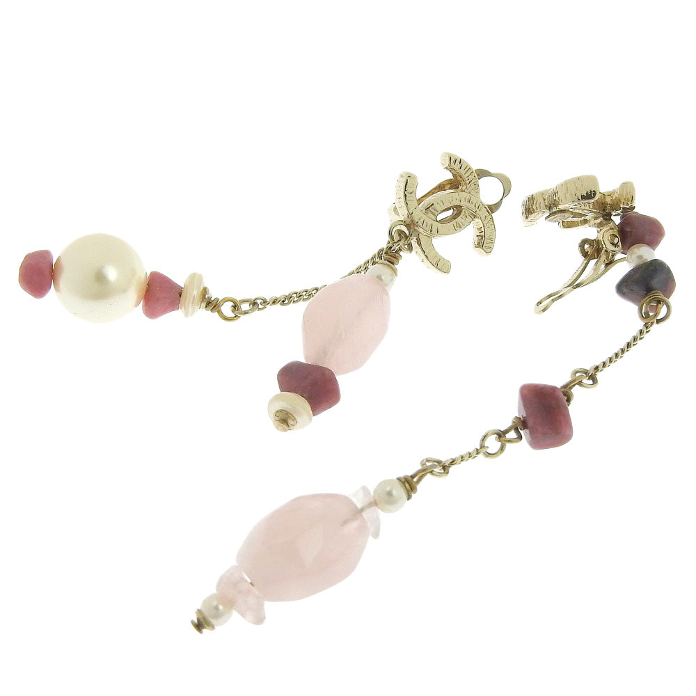CHANEL Earring Metal, Color Stone pink asymmetry COCO Mark Women Used