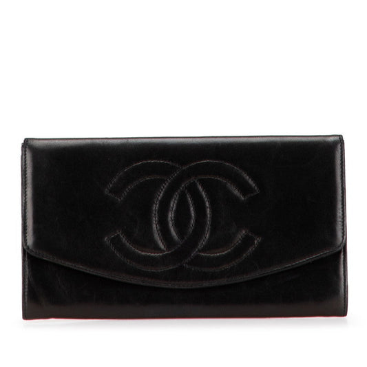 Chanel Coco Mark Calfskin Long Wallet