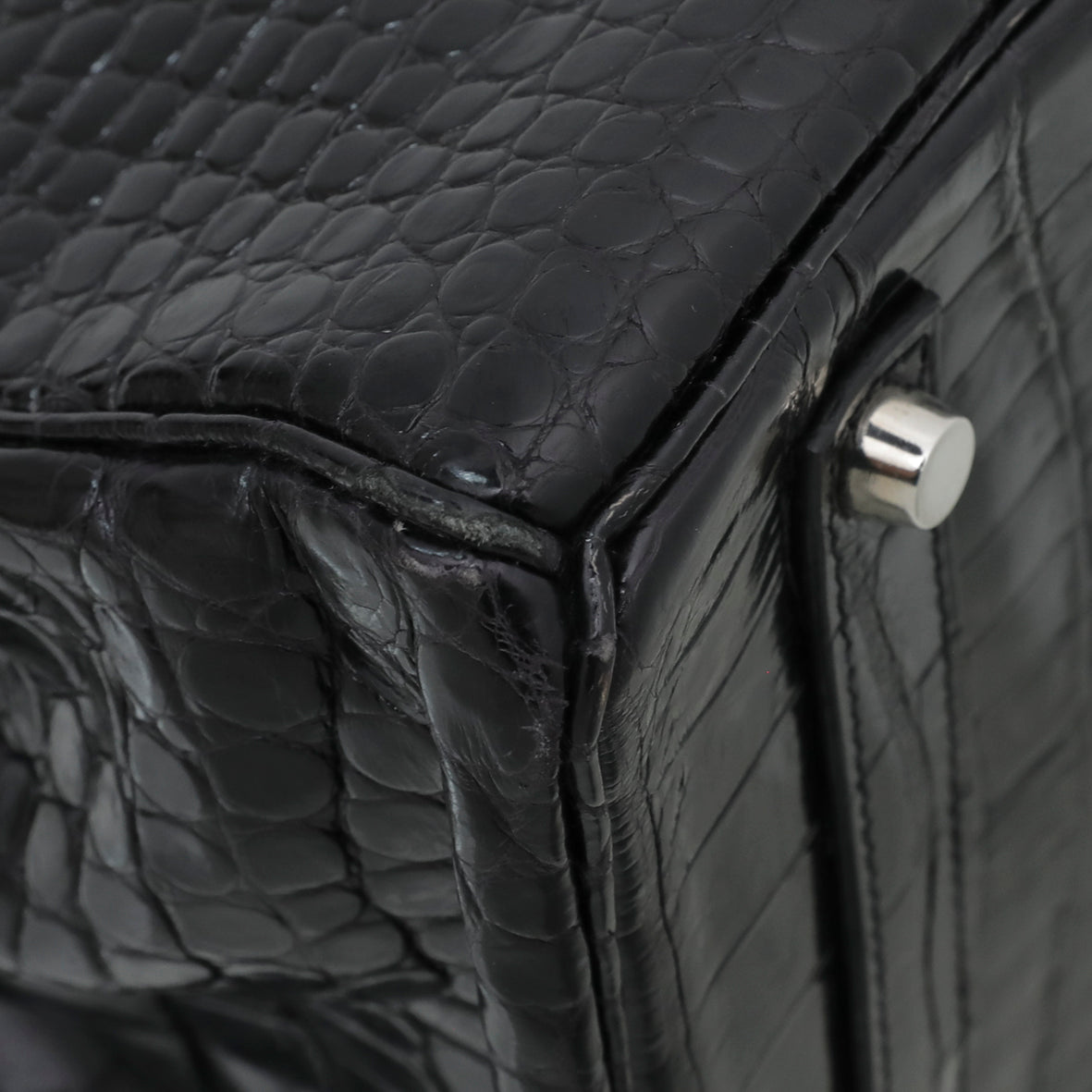 Hermes Noir Crocodile Porosus Birkin 35 Bag