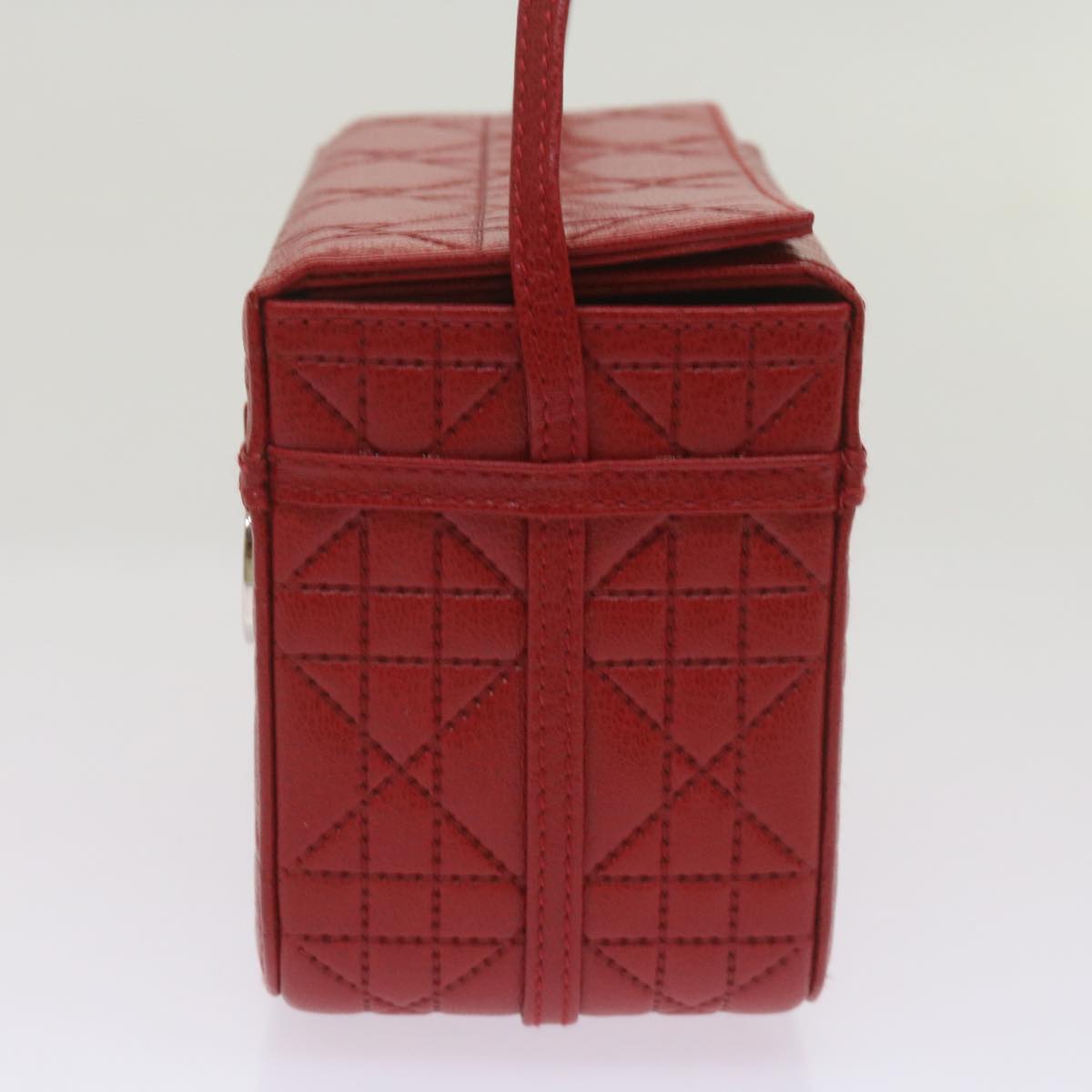 CHRISTIAN DIOR Canage Vanity Cosmetic Pouch Leather Red Auth hk1134