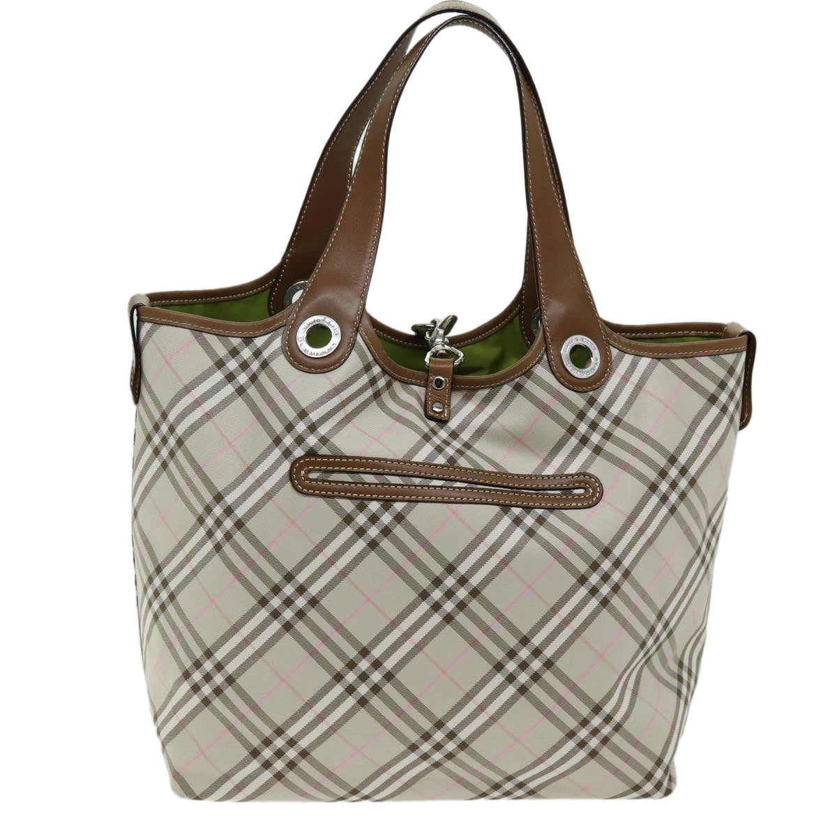 BURBERRY Nova Check Reversible Tote Bag Nylon Beige Auth hk1321