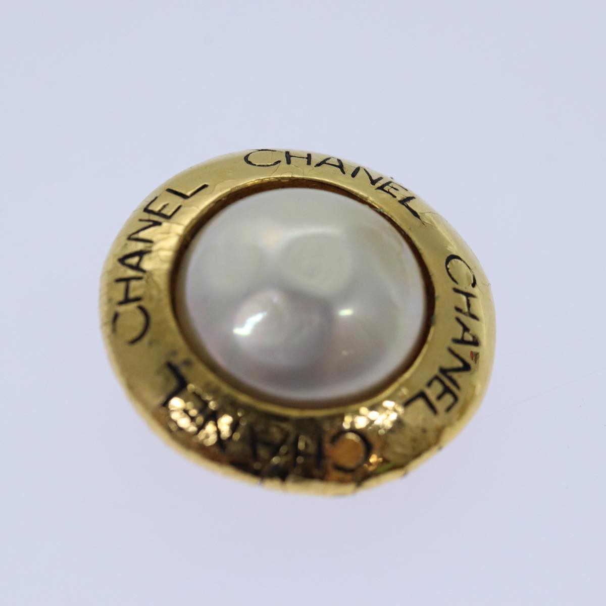 Top Quality Chanel Pearl Earring metal Gold CC Auth hk1468