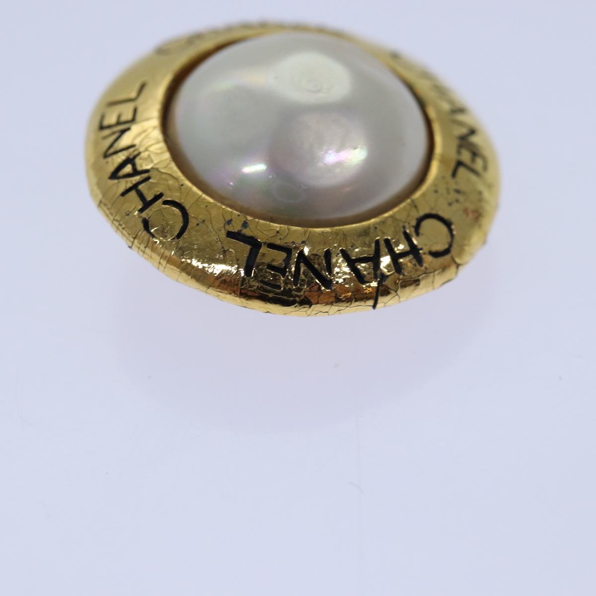 Top Quality Chanel Pearl Earring metal Gold CC Auth hk1468