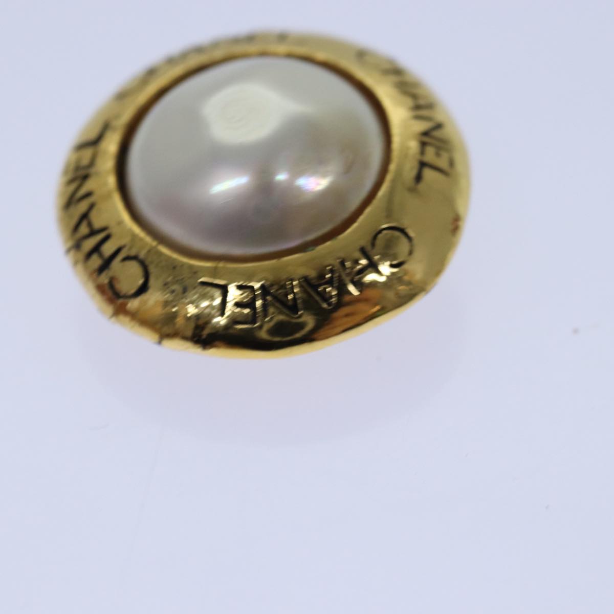 Top Quality Chanel Pearl Earring metal Gold CC Auth hk1468