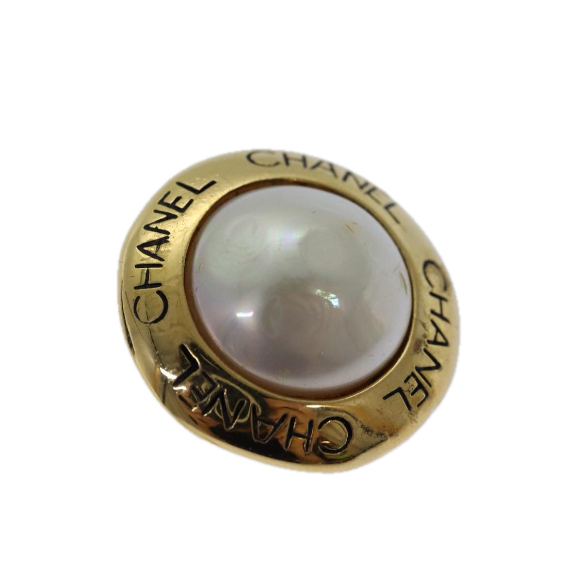 Top Quality Chanel Pearl Earring metal Gold CC Auth hk1468