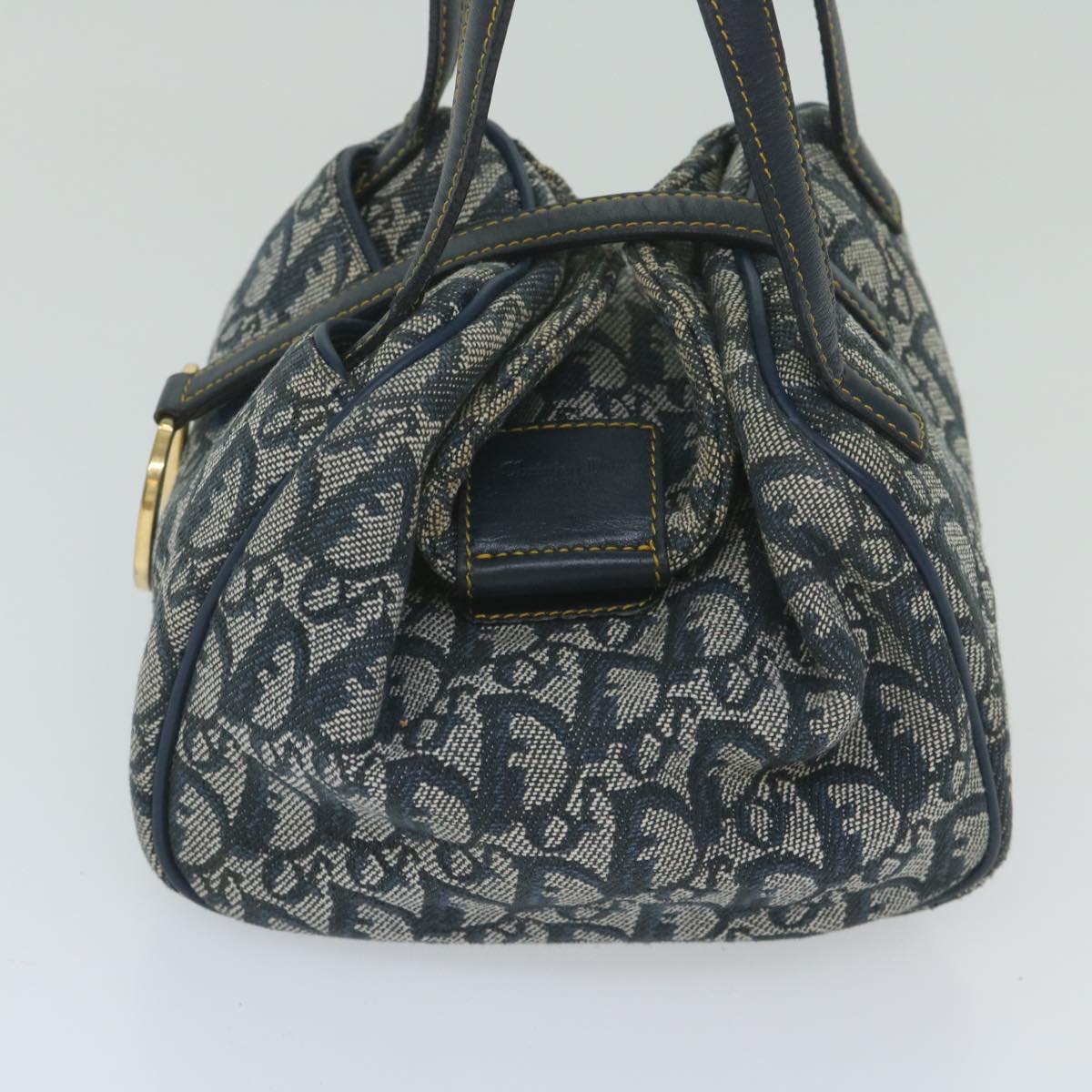 CHRISTIAN DIOR Trotter Canvas Hand Bag Navy Auth hk937
