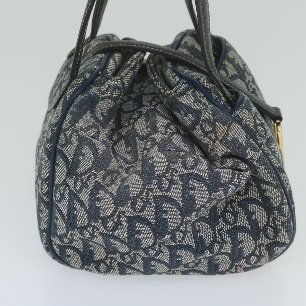 CHRISTIAN DIOR Trotter Canvas Hand Bag Navy Auth hk937