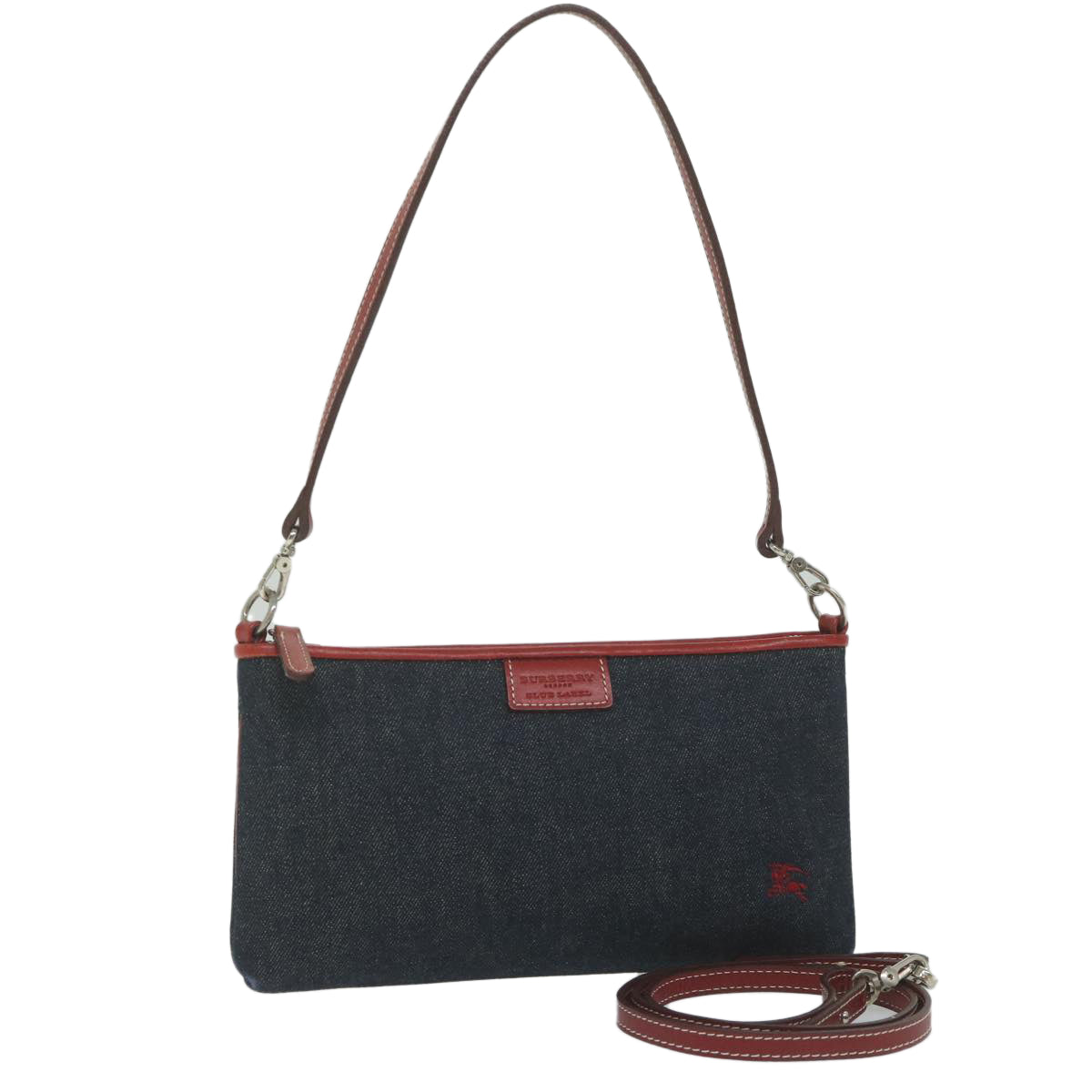 Burberry Blue Label Shoulder Bag Denim Navy Auth hk952