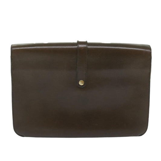 CHRISTIAN DIOR Shoulder Bag Leather Brown Auth hk953
