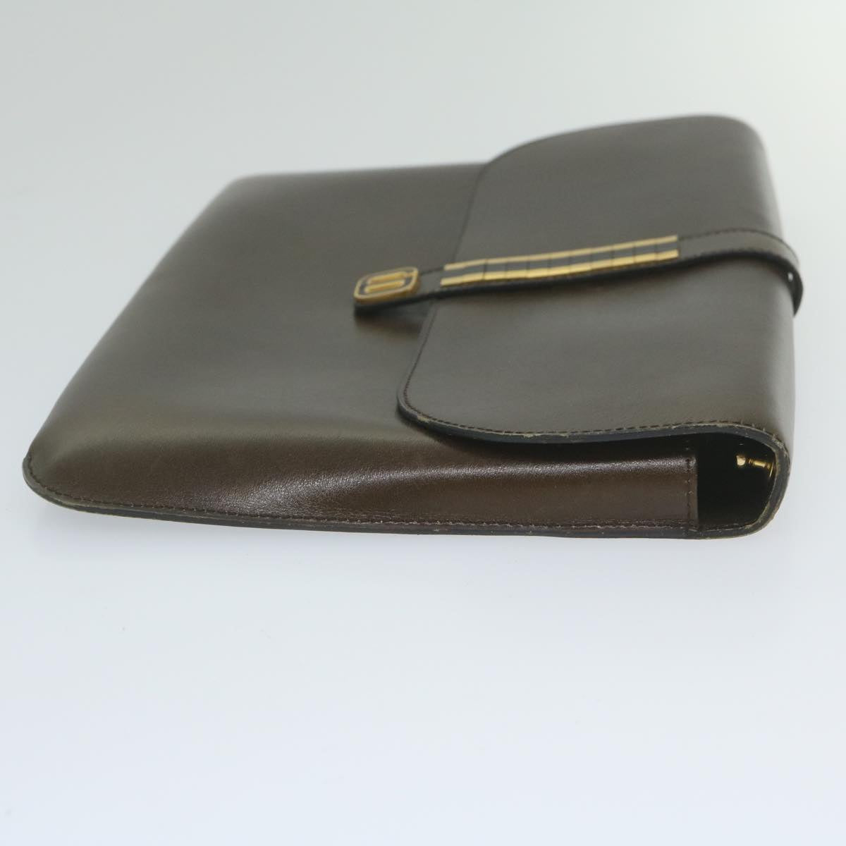 CHRISTIAN DIOR Shoulder Bag Leather Brown Auth hk953