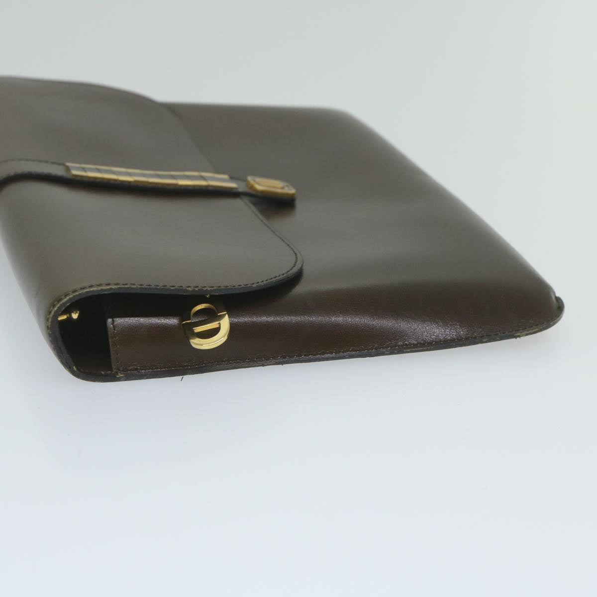 CHRISTIAN DIOR Shoulder Bag Leather Brown Auth hk953