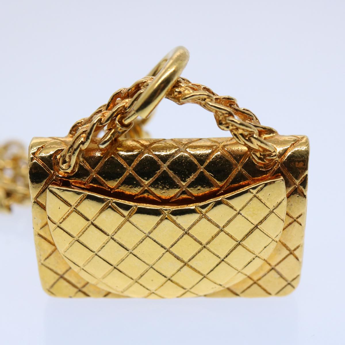 CHANEL Necklace Gold Tone CC Auth hk964