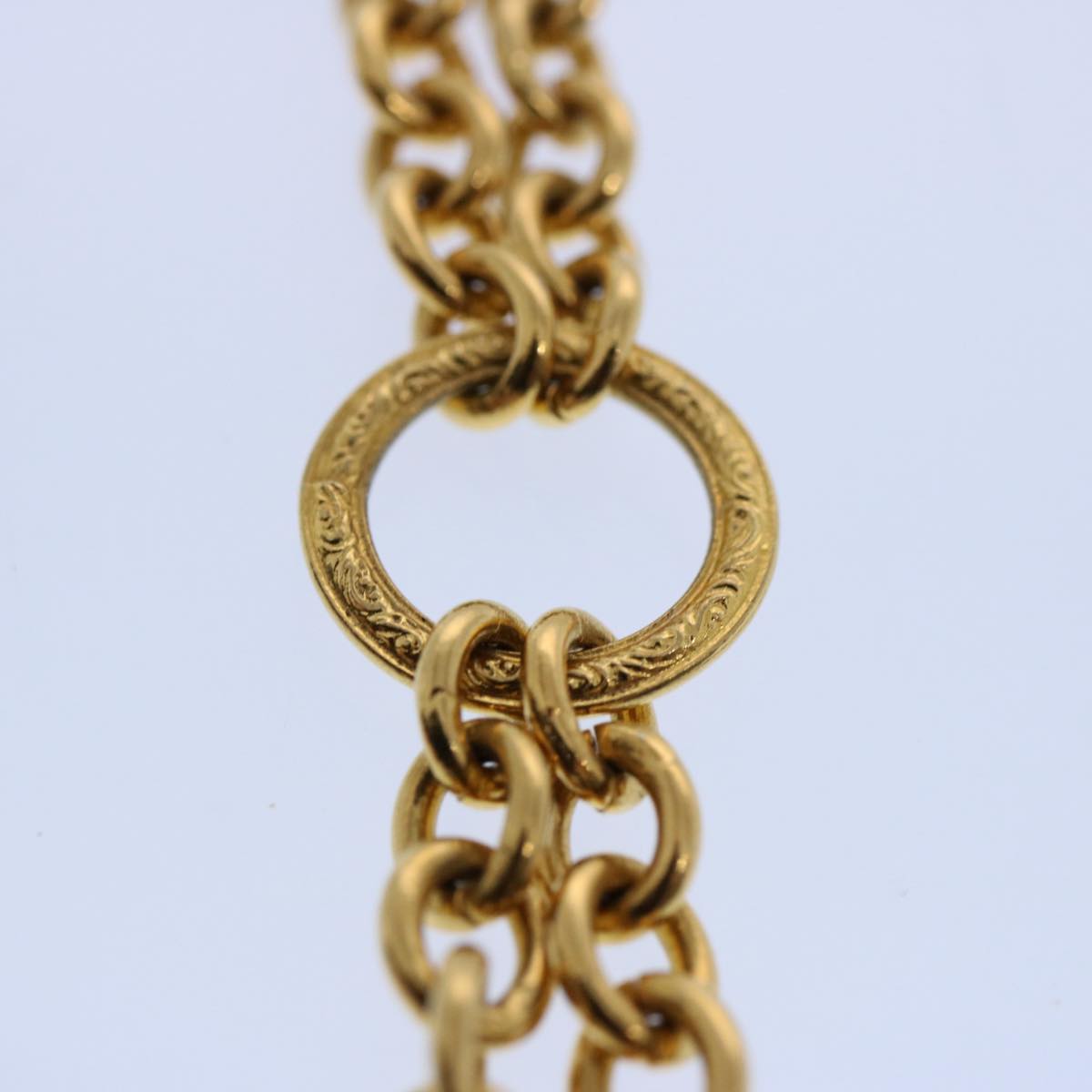 Top Quality Chanel Necklace Gold Tone CC Auth hk964