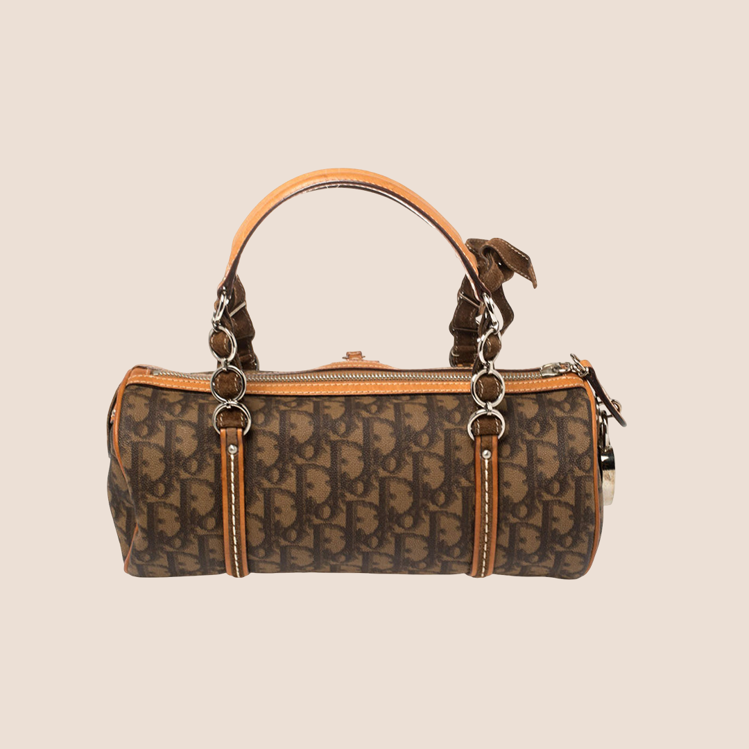CHRISTIAN DIOR 2006 BROWN ROMANTIQUE BARREL BAG