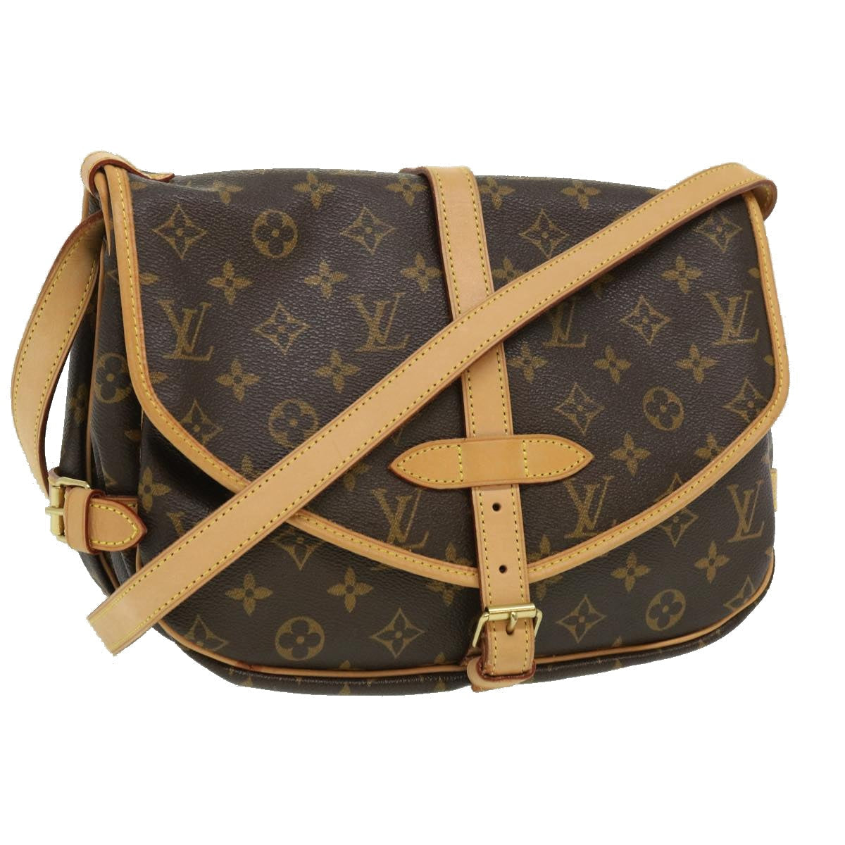 LOUIS VUITTON Monogram Saumur 35 Shoulder Bag M42254 LV Auth hs1380