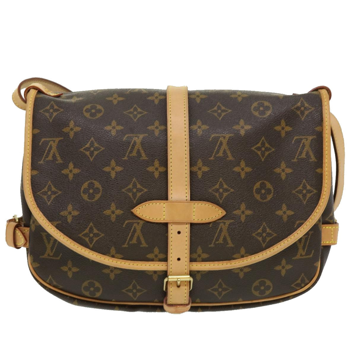 LOUIS VUITTON Monogram Saumur 35 Shoulder Bag M42254 LV Auth hs1380
