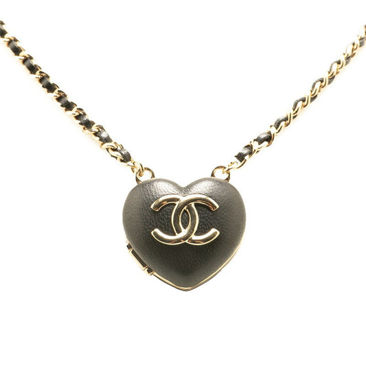 Chanel Coco Mark Heart Mirror Lambskin Necklace