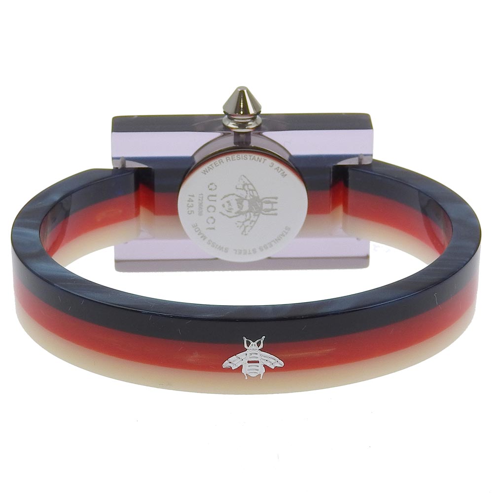 GUCCI Watches Quartz 143.5 Stainless Steel, Plastic White / red / navy Bangle watch Vintage web Silver shell dial Women Used