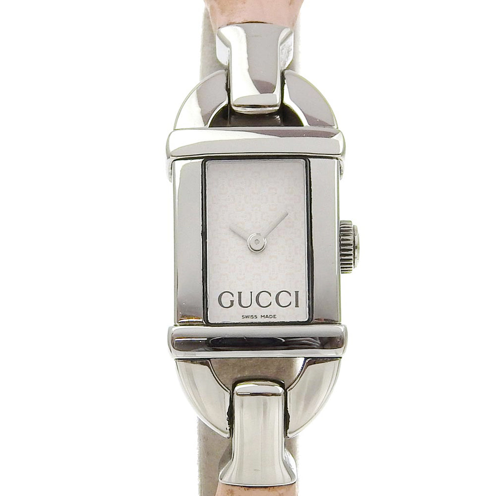 GUCCI Watches Quartz 6800L Stainless Steel, Rubber pink Bamboo White dial Women Used