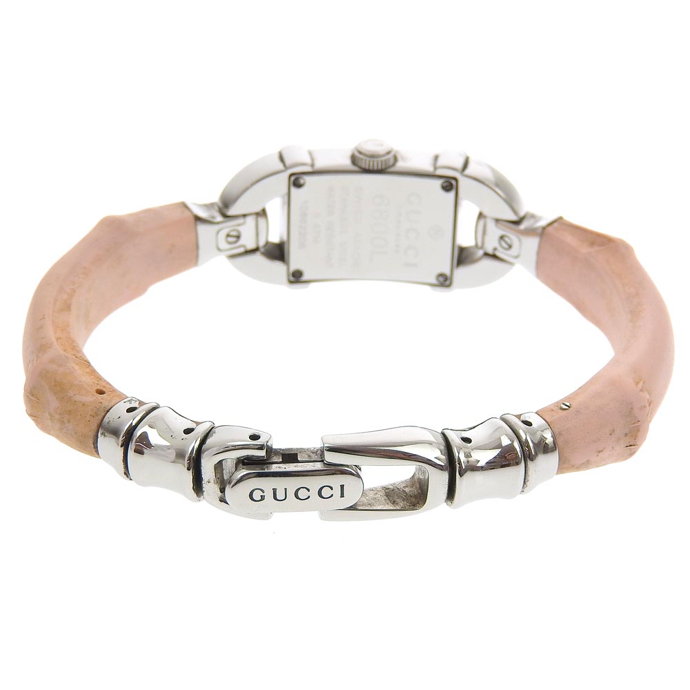 GUCCI Watches Quartz 6800L Stainless Steel, Rubber pink Bamboo White dial Women Used