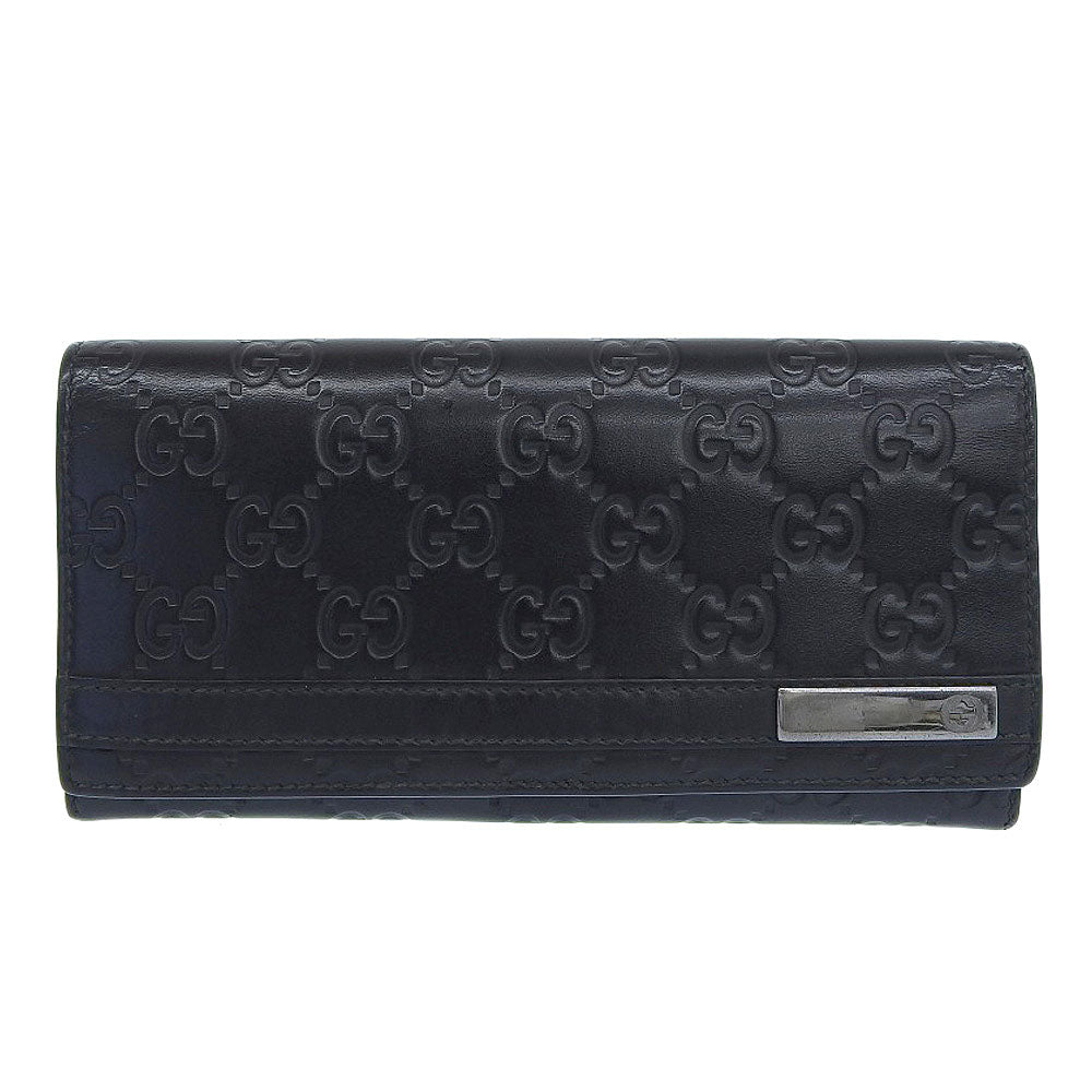 GUCCI Long Wallet Purse 233112 leather black GG Shima Women Secondhand