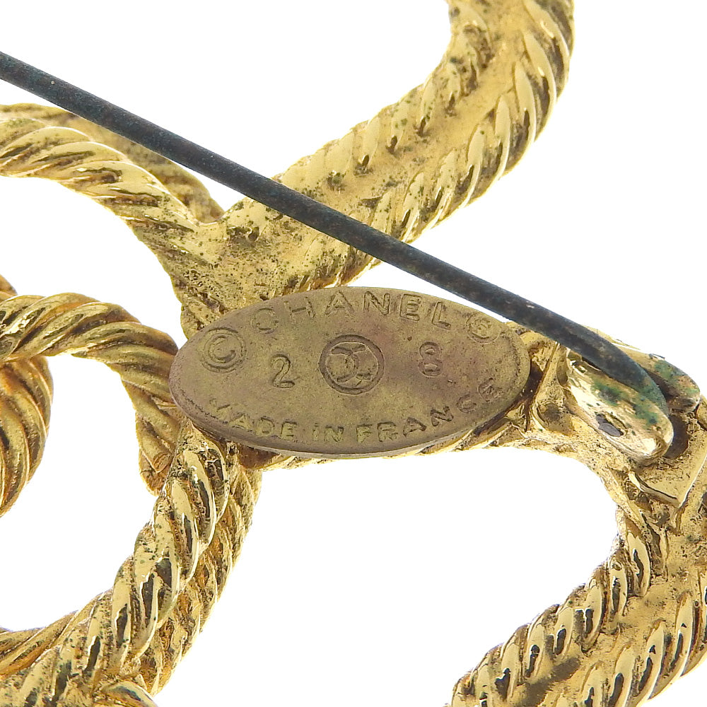 CHANEL Brooch Plated Gold gold vintage COCO Mark Clover Women Used