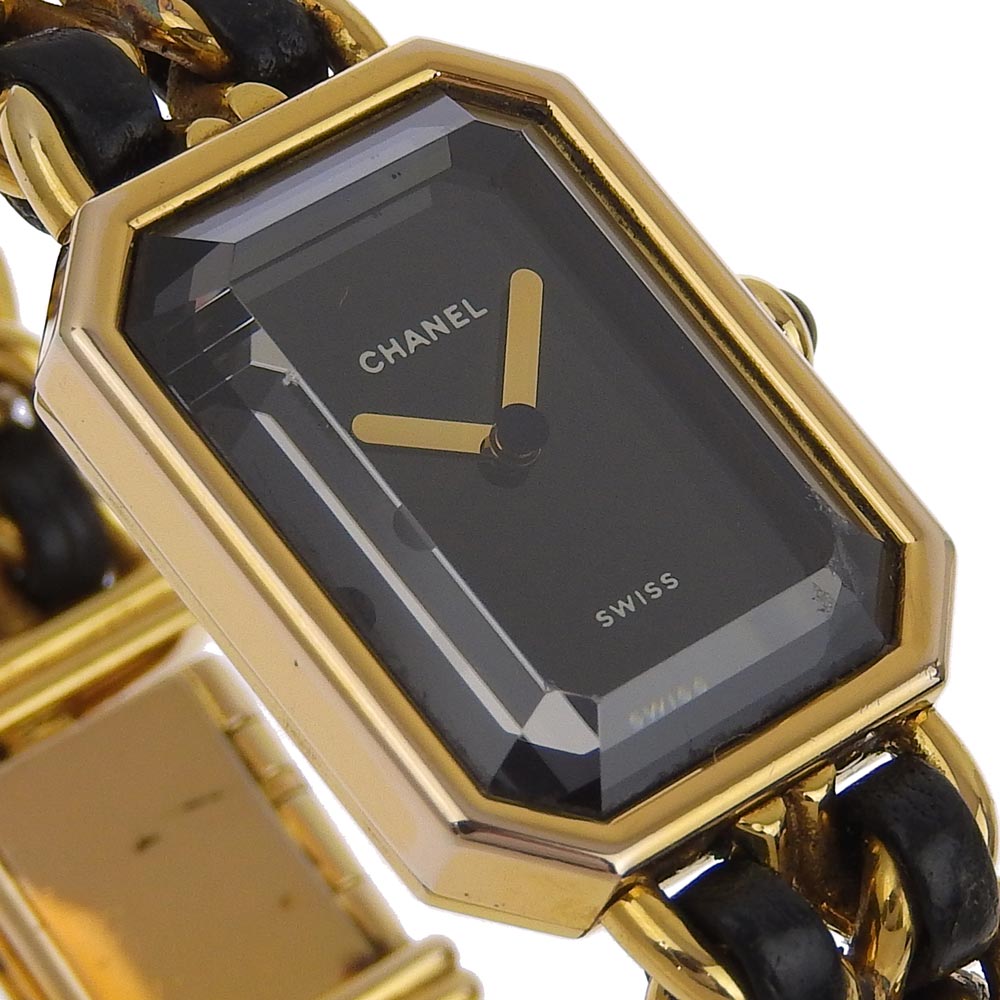 CHANEL Watches Quartz H0001 Plated Gold , Leather black Premiere L black dial Women Used