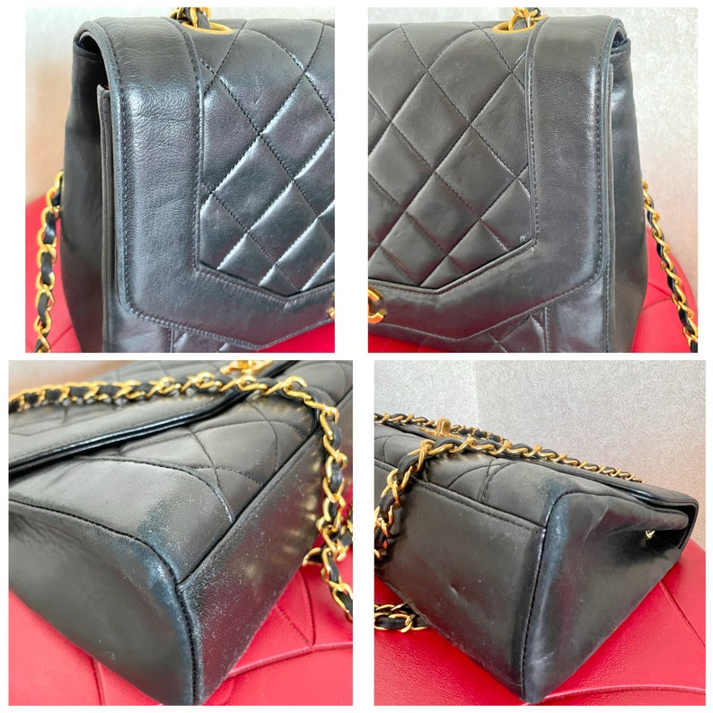 Chanel Vintage black lambskin chain 2