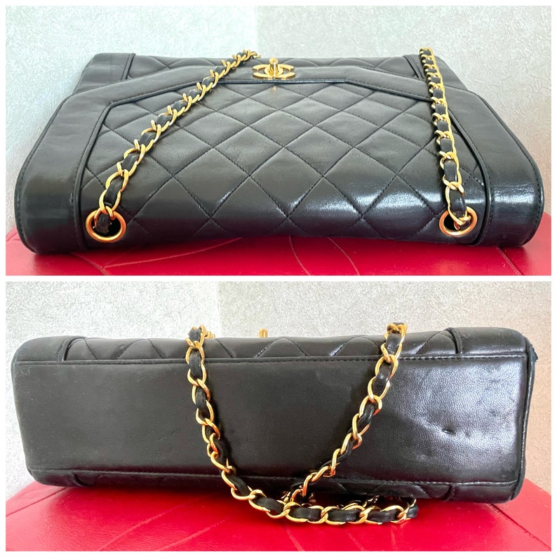 Chanel Vintage black lambskin chain 2