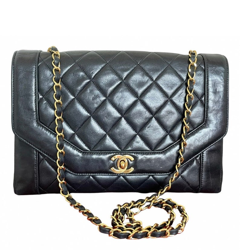 Chanel Vintage black lambskin chain 2