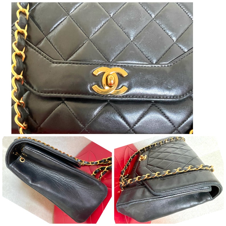 Chanel Vintage black lambskin chain 2