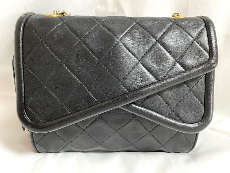 Chanel Vintage black fringe camera Bag with double flaps