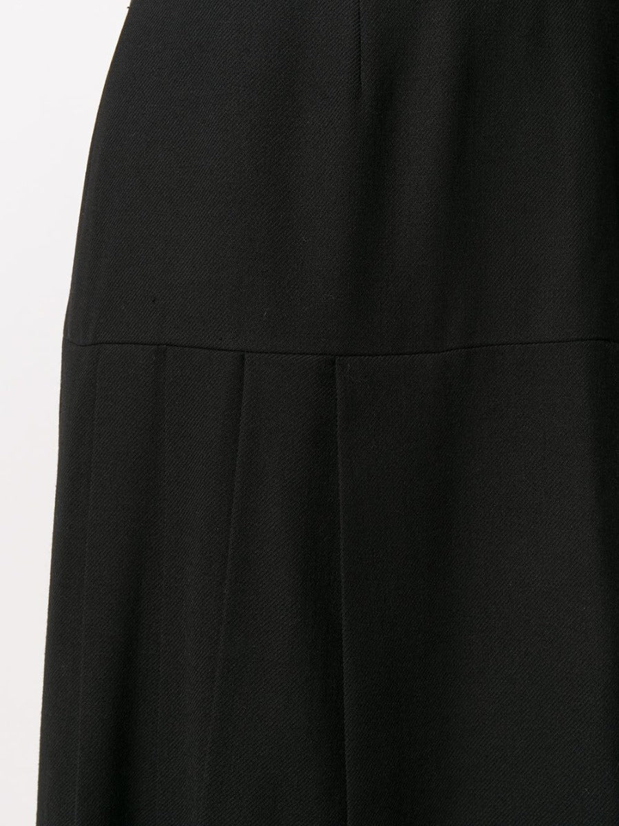 Pleated Black Wool Skirt