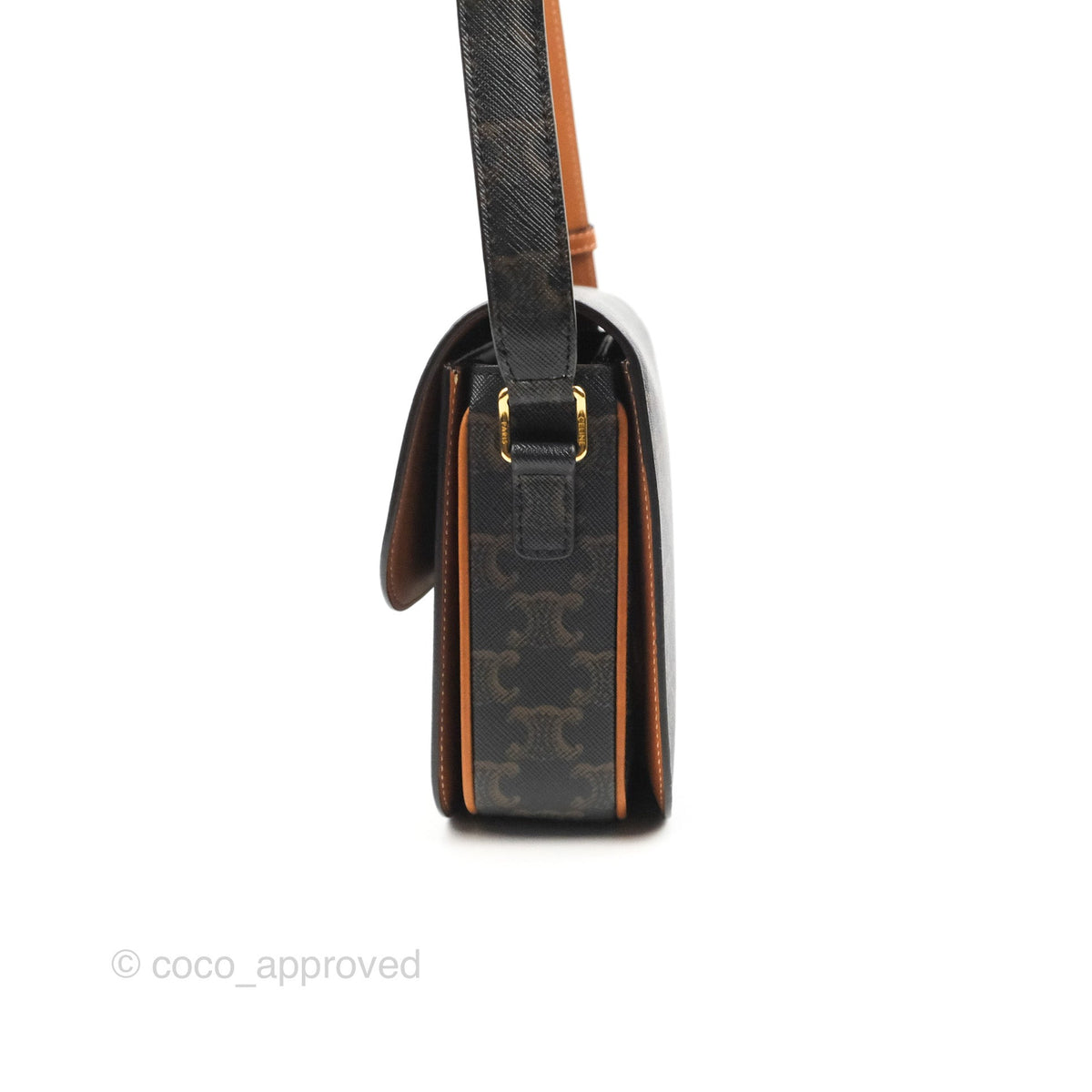 Celine Medium Triomphe Bag Triomphe Canvas Tan Calfskin
